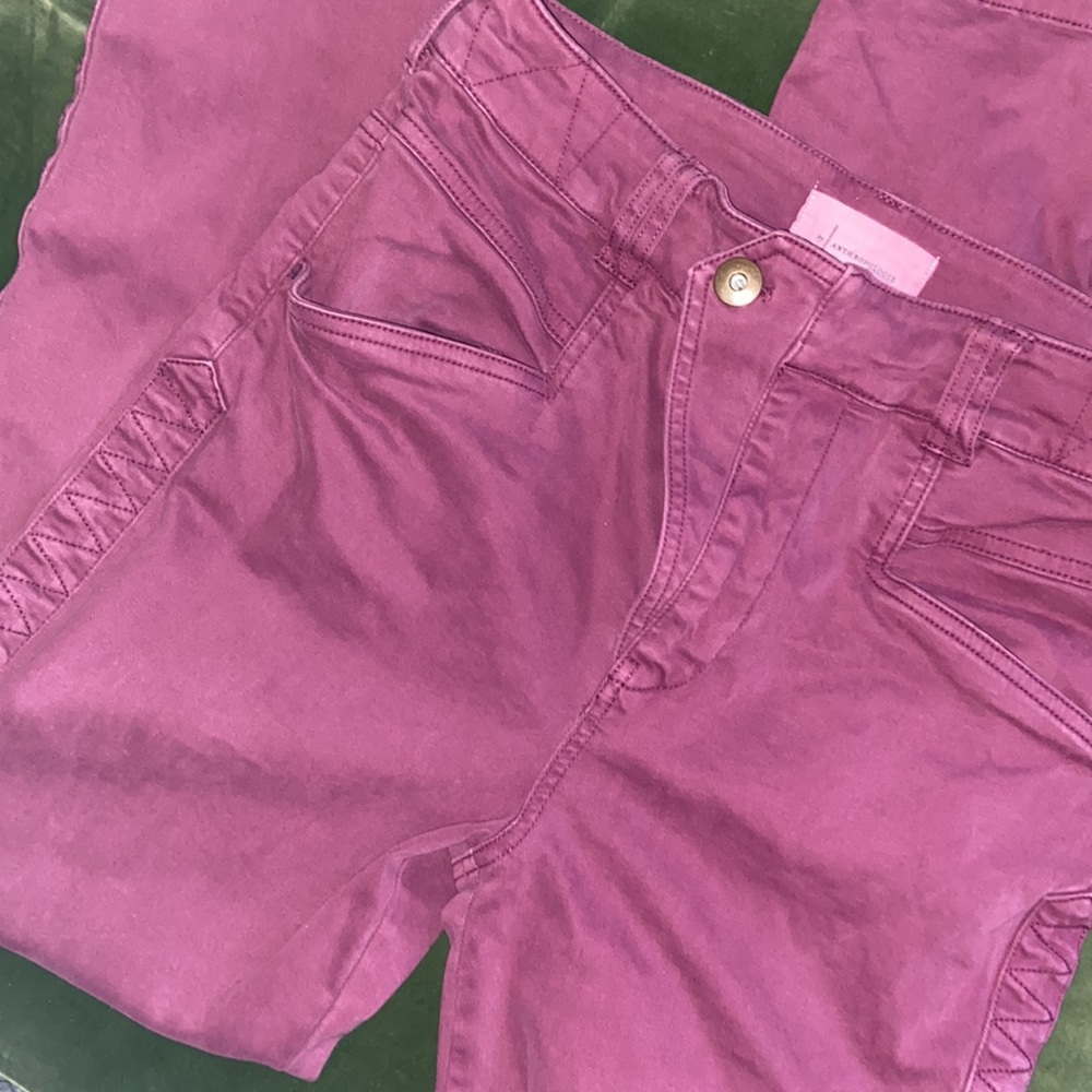 Magenta Anthropologie pants, unique pink tapered pant